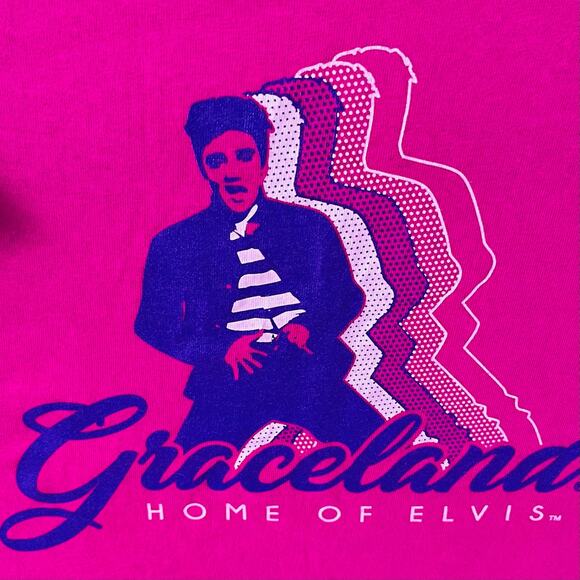 Elvis Presley "Home of Elvis" Graceland Pink Graphic T-Shirt Women’s SM - Picture 2 of 5